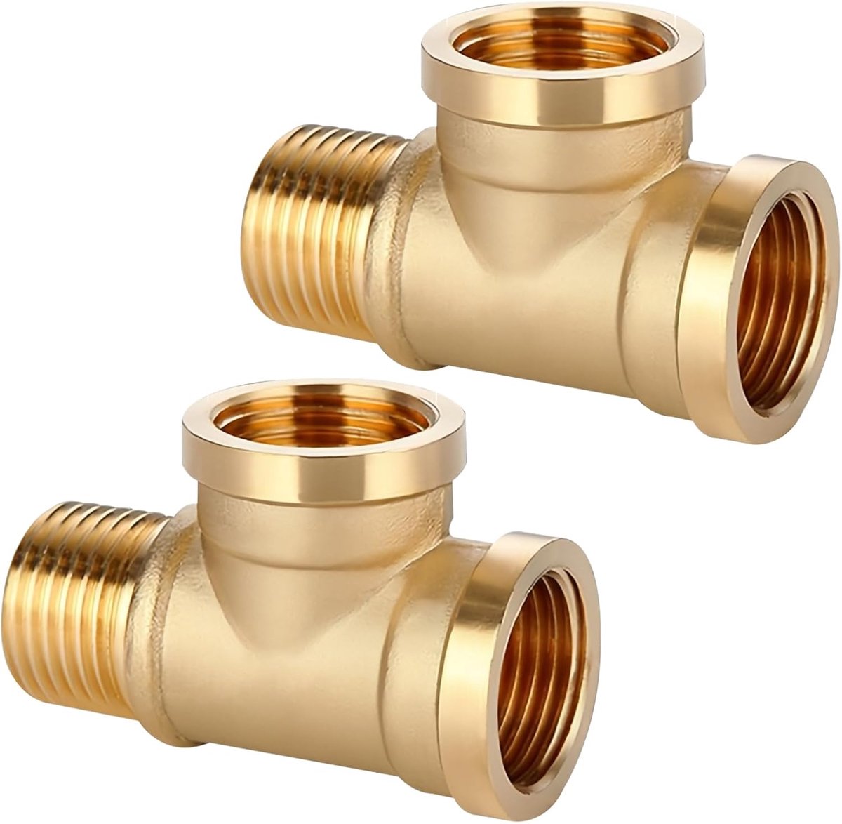Dailygoods- T-stuk 90° - Messing Fitting - Schroefdraadfitting IGxIGxAG - 2 Stuks - Corrosiebestendig - Max. Werkdruk 35 bar