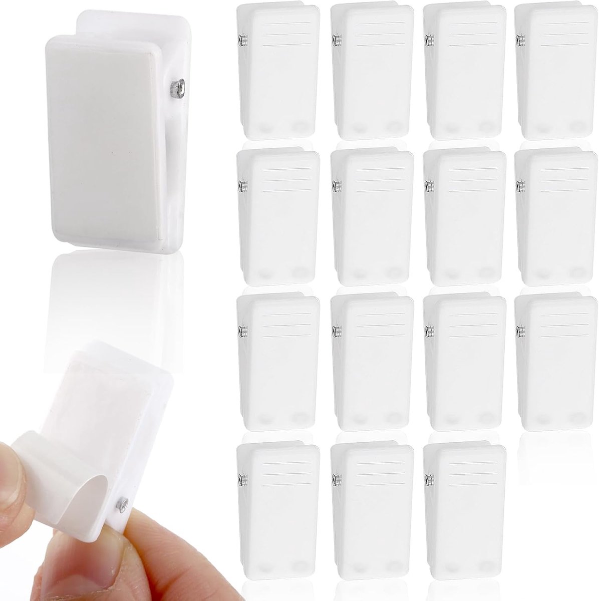 Dailygoods- Veerclips 15 Stuks - Witte Kunststof - Ophangen van