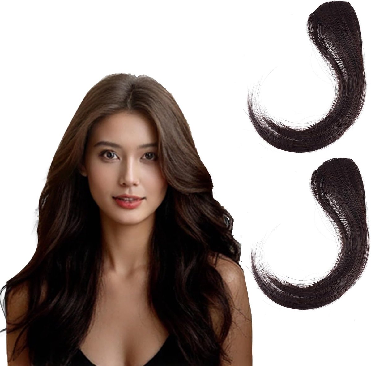 Dailygoods- Clip-in Pony Donkerbruin - Haarstukje met Clip - Natuurlijke Look - 25 cm Lengte - Gesimuleerd Menselijk Haar - Ideaal voor Halloween - Ha