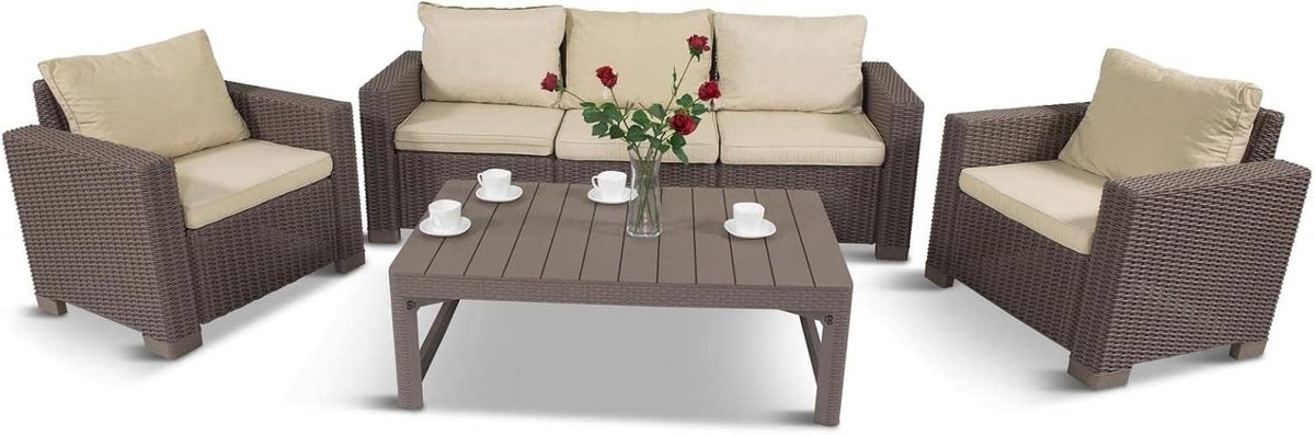 Kussen voor een set van polyrotan - set van 10 stuks (cappuccino)