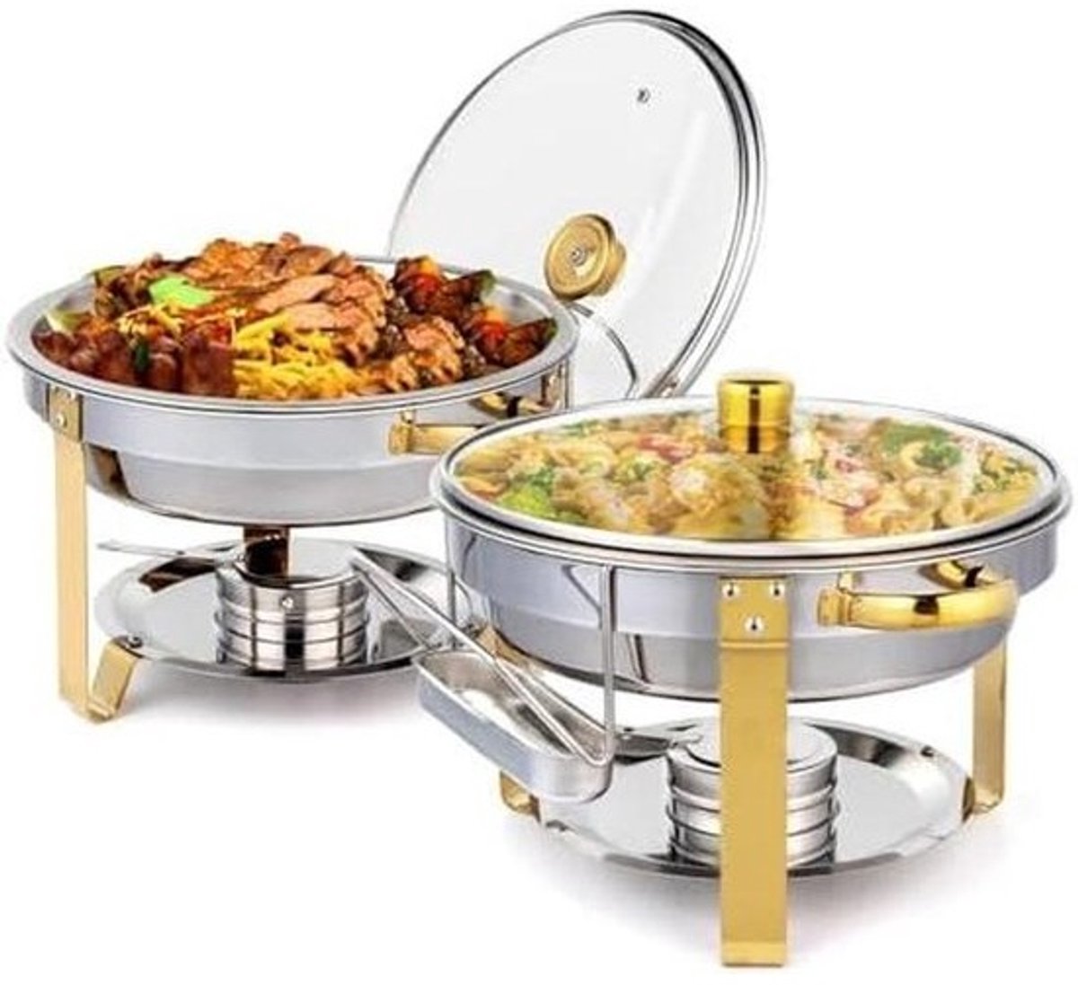 Chafing Dish Buffet Set, Chafers en Buffet Warmers Sets, Ronde RVS Buffet Warmer, voor Catering Evenementen Feesten Bruiloften