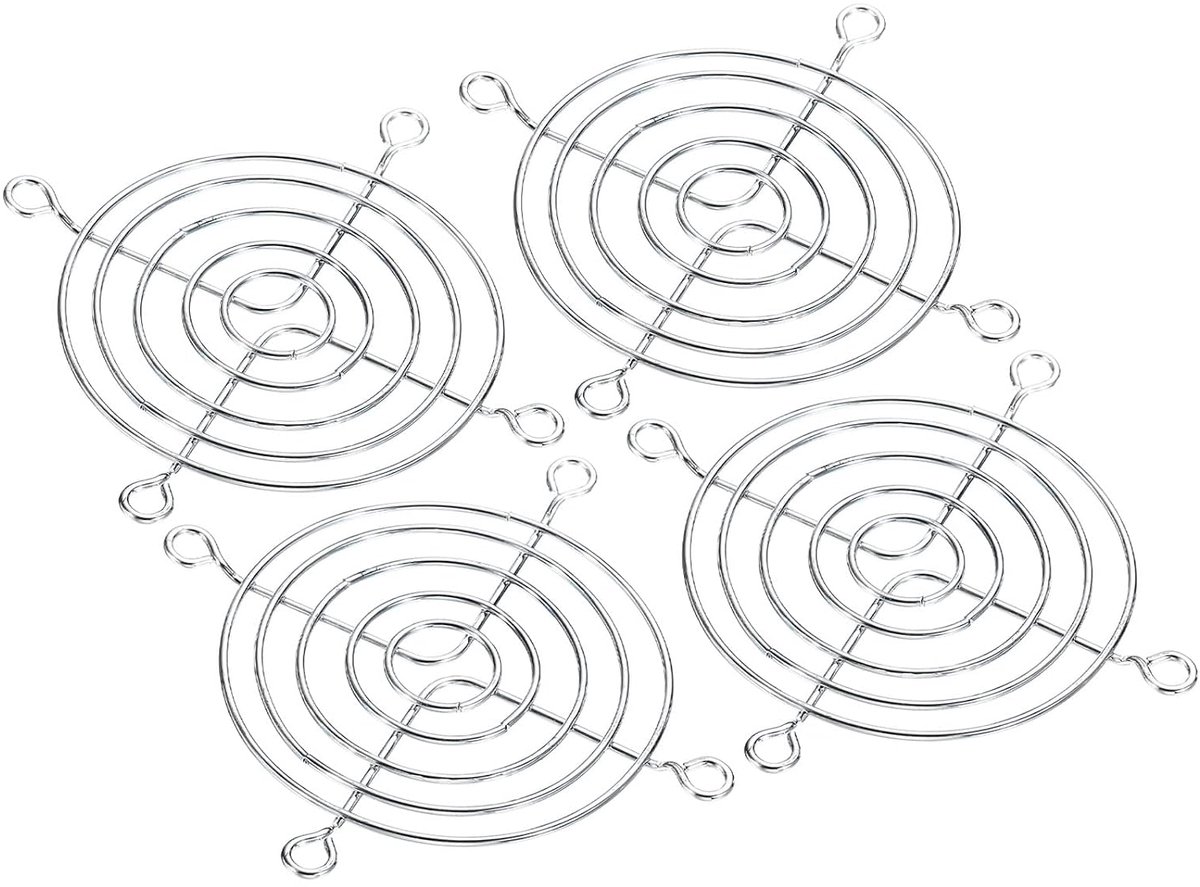 70mm Ventilator Vingergrill, 4-pack Metalen Grill Beschermer Beschermkap voor 70x70mm Ventilator Beschermende Afdekking DIY, Zilver