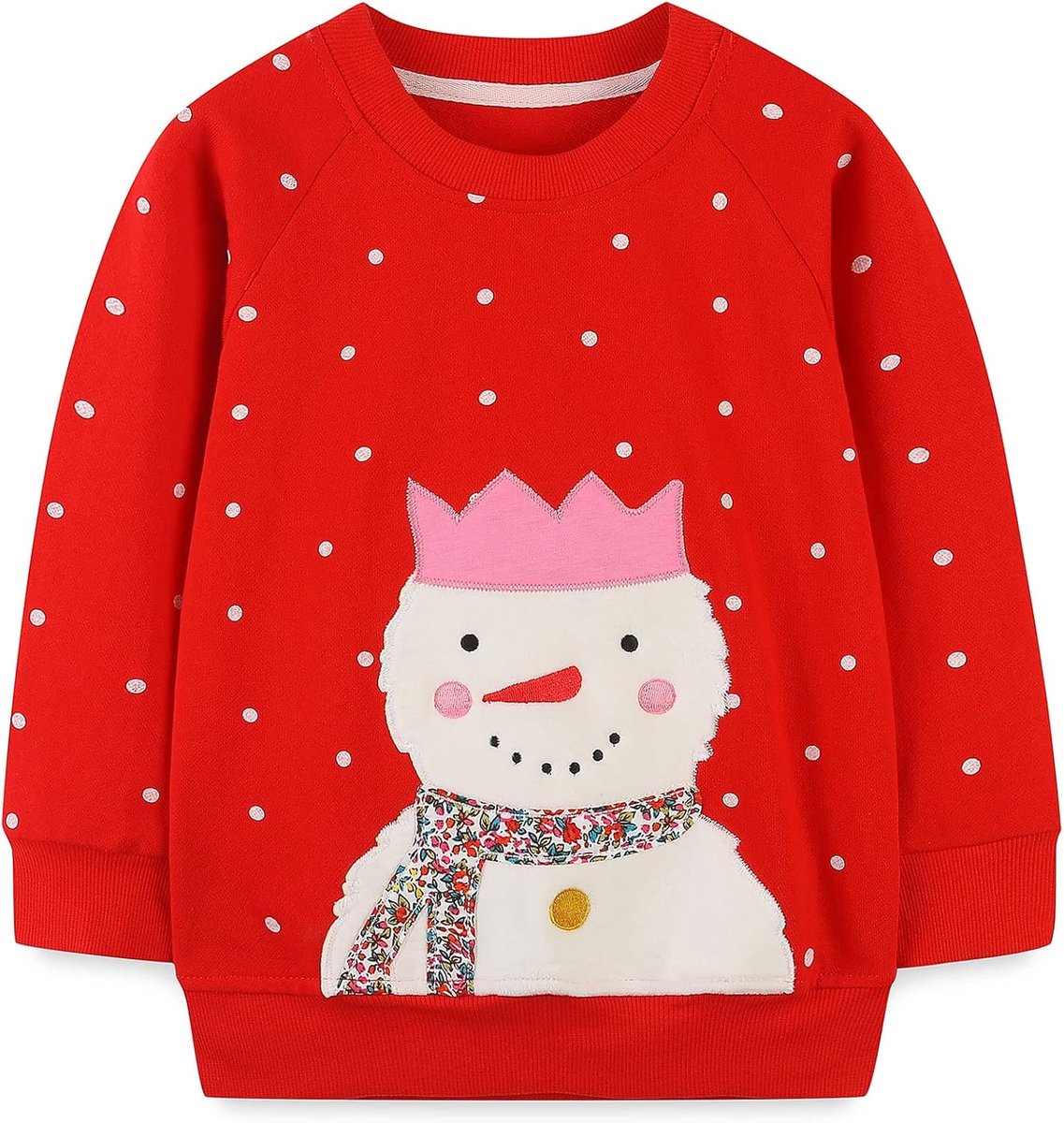 Sweatshirt voor meisjes voor kinderen, schattige cartoon pullover katoen top lange mouwen T-shirt maat 1-8 jaar, Kerstmis sneeuwpop, 3-4 Jaren