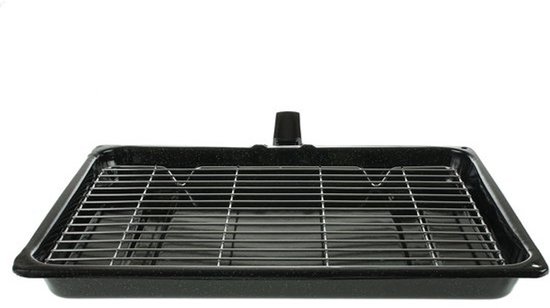 Grillpan met rek - Ovenpan accessoire - Oven koken - Afneembaar handvat - 38x28x4 cm - Zwart — afbeelding 3