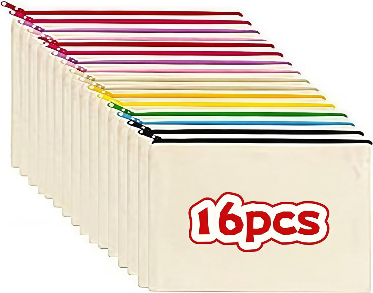 Canvas etui voor basisschool linnen met ritssluiting, doe-het-zelf pennenzak, multifunctionele reistas, Kleur: zwart/bruin,, 16 (colore)