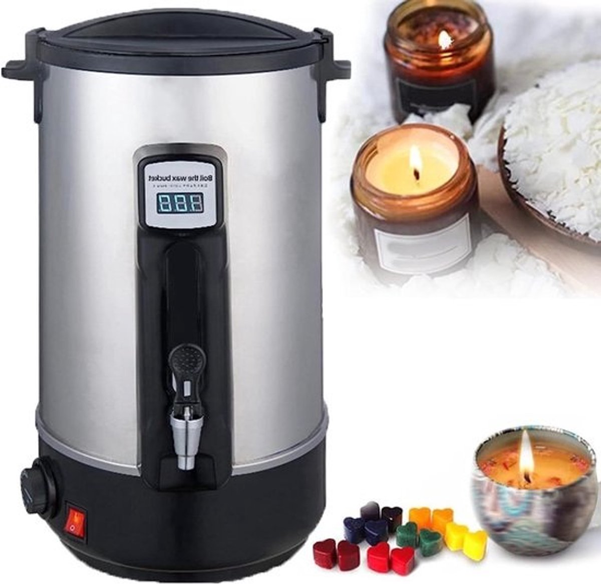 Kaarsen Smeltmachine - Wax Melter Set - Kaarsen Maken - Digitale Temperatuurregeling - 8L Capaciteit - Zilver
