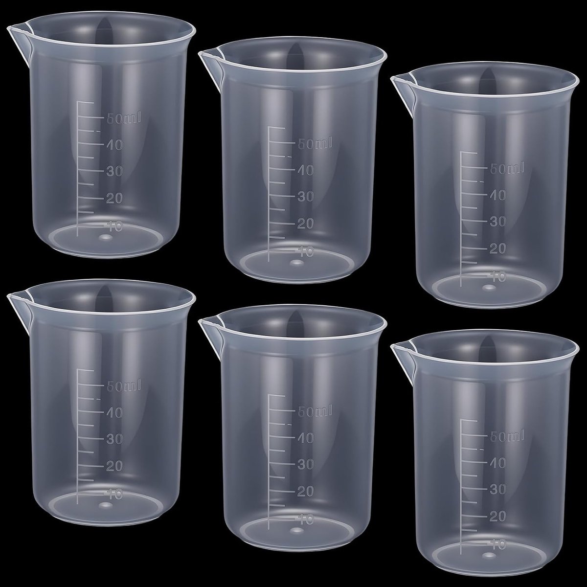 Maatbekers klein, 50 ml kunststof mini-maatbekers