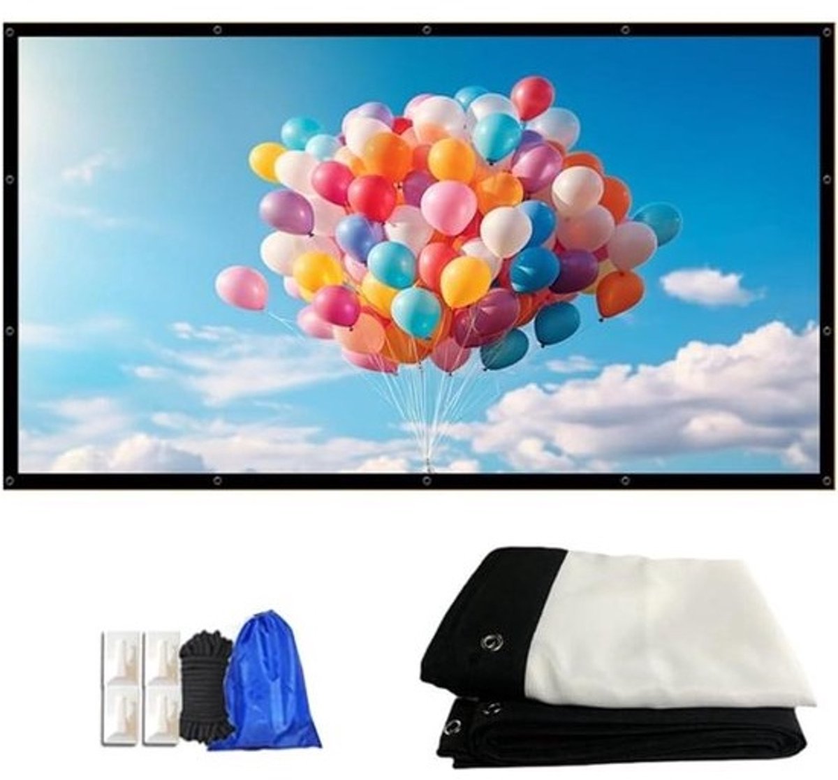 Projectiescherm - Filmscherm Beamer - Thuisbioscoop Creëren - Kreukvrij Canvas - 180 inch - Wit
