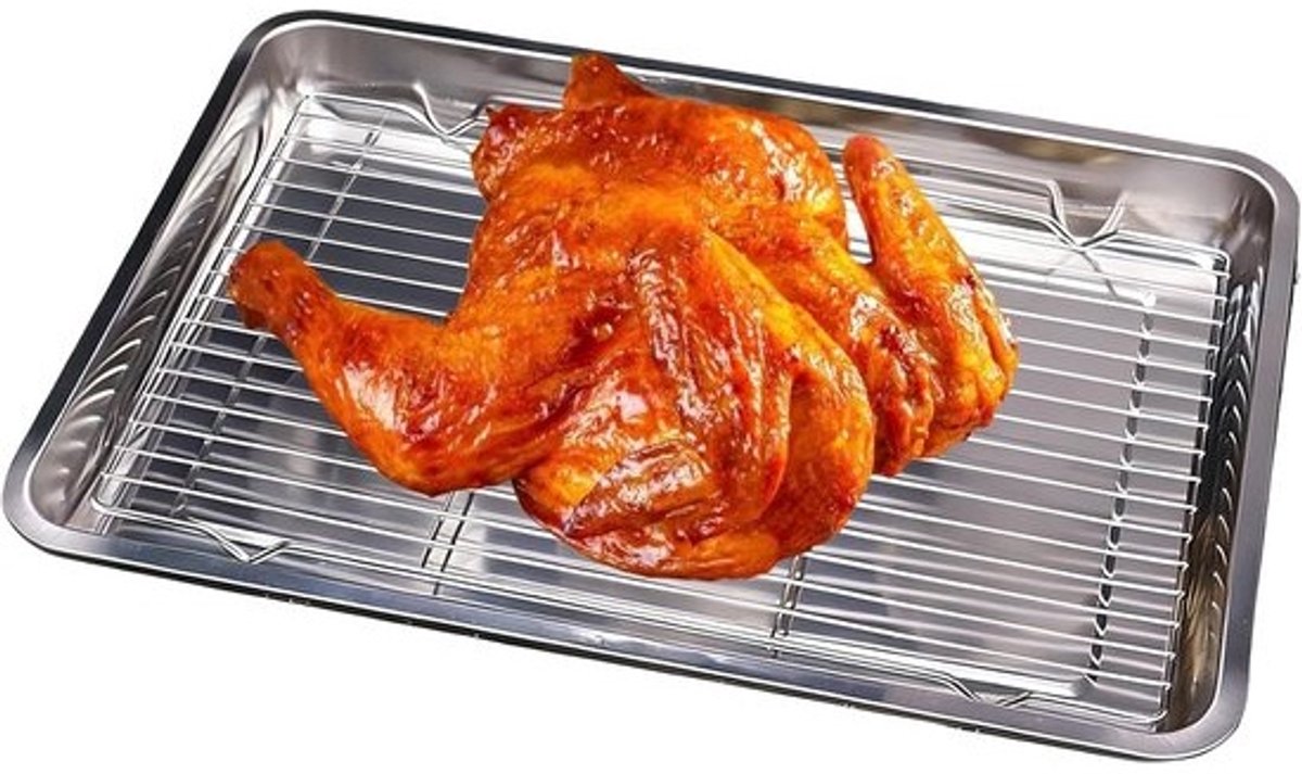 Metalen Bakplaat - Koelrek Bakgerei - Koekjes Brood Bakken - Gelijkmatige Warmteverdeling - 32x22cm - Zilver