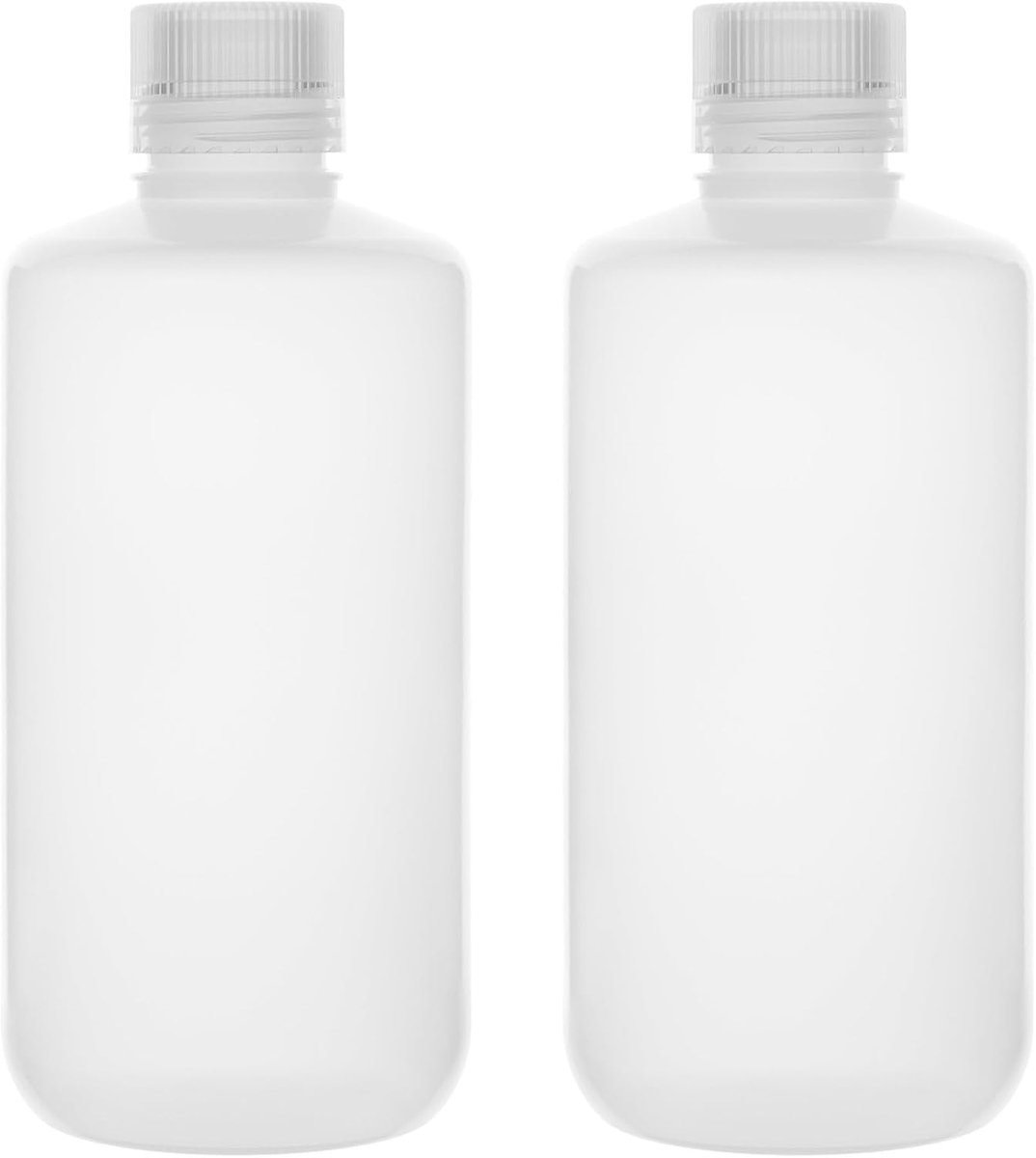 Reagentflessen met Smalle Mond (Set van 2), PP Kunststof, Corrosiebestendig, Laboratoriumflessen voor Opslag van Vloeistoffen en Chemicaliën, 1000 ml