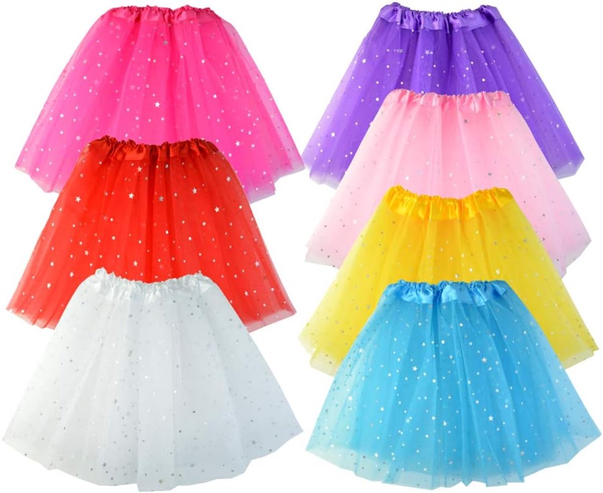 baotongle 7 stuks tutu ster tule rok balletrok prinses balletrok tule rok voor carnaval verjaardag Halloween party meisjes meerkleurig