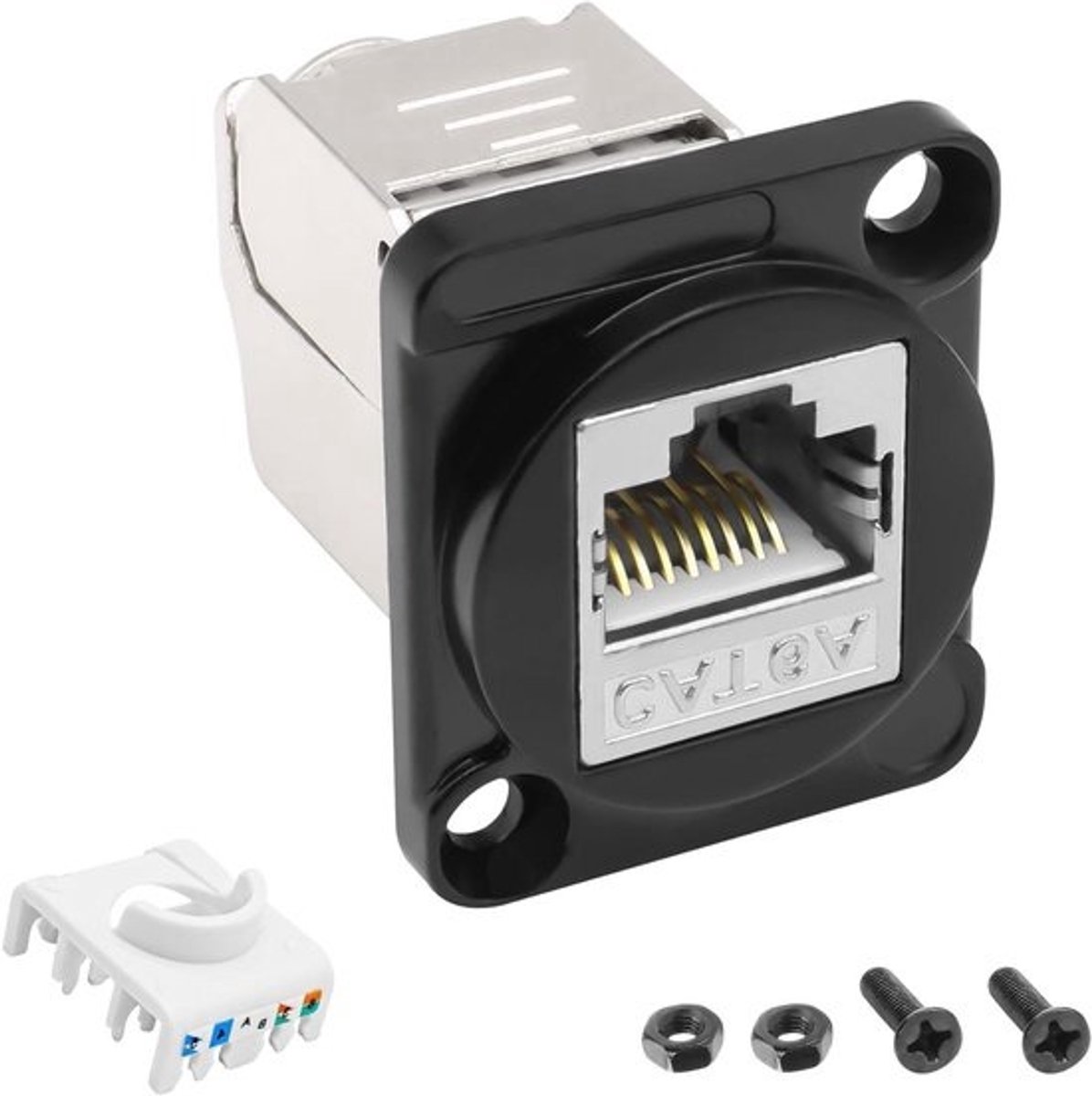 RJ45 Cat6A Adapter - Netwerk Koppeling - Netwerk Uitbreiden - Afgeschermd 10Gbps - D-Type - Zwart