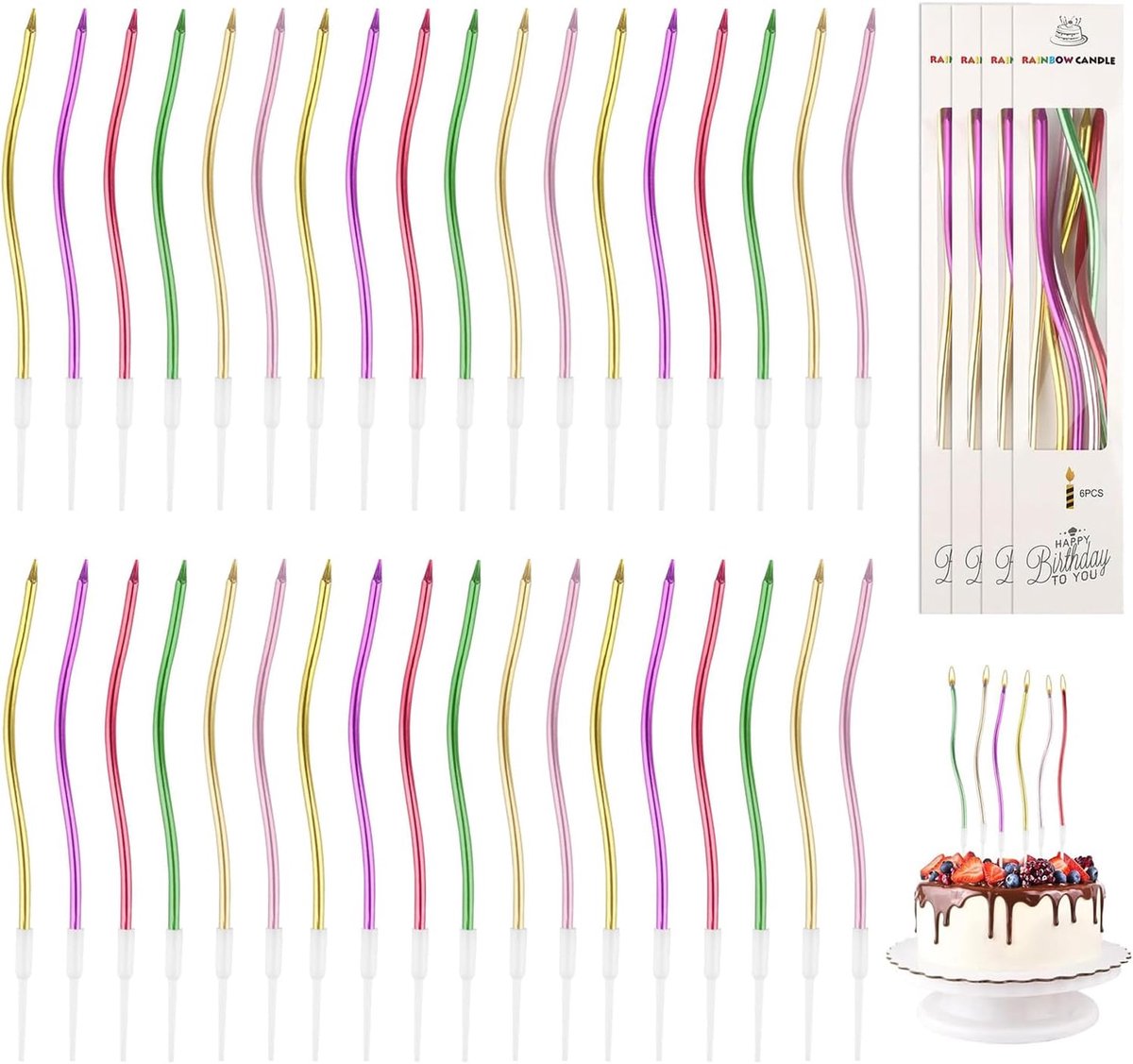 Dailygoods- Verjaardagskaarsen 36 stuks - Spiraalkaarsen - Cupcake-kaarsen - Decoratie voor kinderen/volwassenen - Bruiloften/babyshowers - Lengte 15