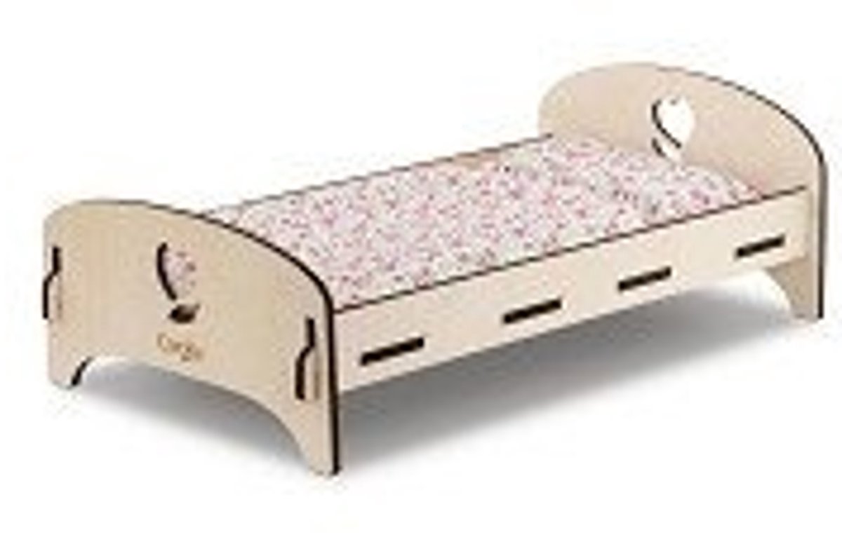 Corolle Houten Poppenbed – Voor Poppen 30-36 cm – Inclusief Deken en Kussen – Vanaf 3 Jaar
