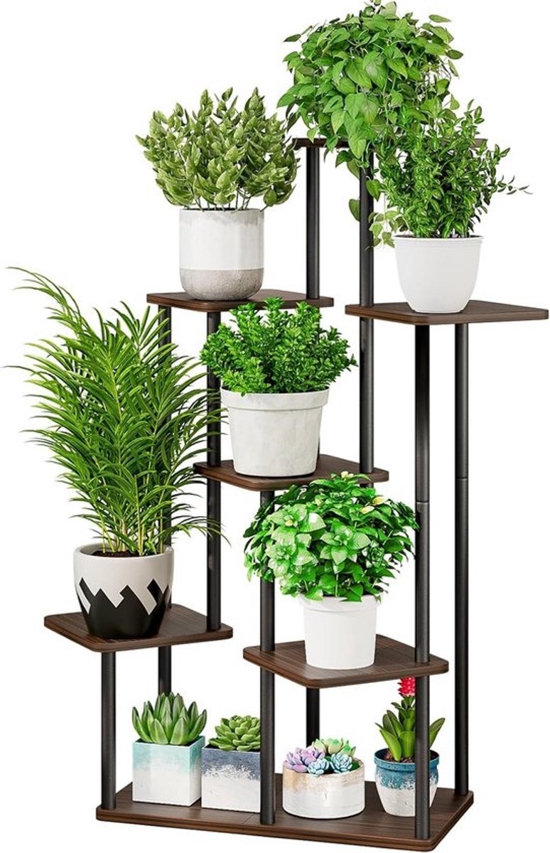 Plantenstandaard 7 Lagen Metaal - Hoog Hoekrek voor Binnen en Buiten - Bloemenplank voor Woonkamer, Balkon en Tuin