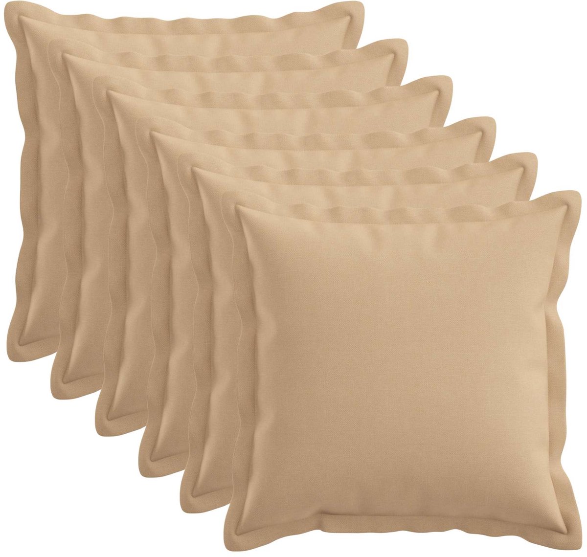 vidaXL Dekenkussen - 6 - st - HOUTEN - Crèmekleurig - 50 - x - 50 - cm - Faux - Linnen