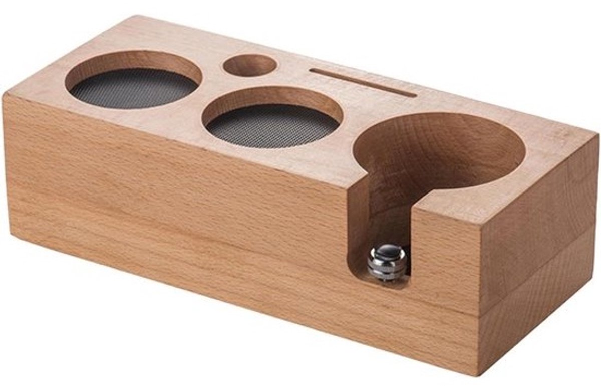 Espressostamperstandaard - Koffie Tamper Station - Barista Werkplek - 5-in-1 Ontwerp - Tot 58 mm - Houtkleur