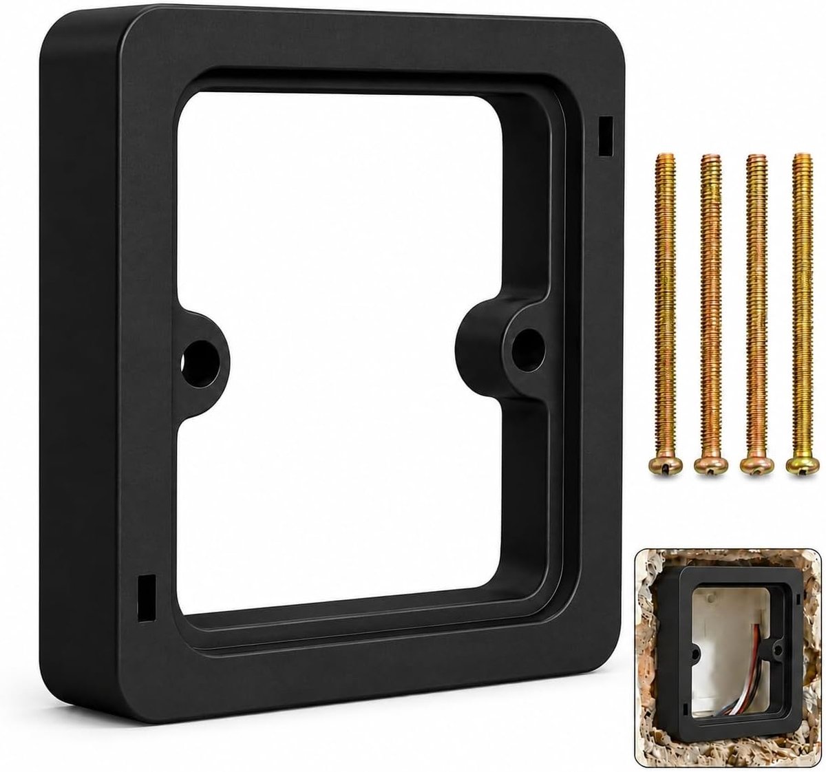 20mm Afstandhouder voor Contactdoos, Universele Zwarte Enkele Socket Spacer voor 1-Vaks Inbouwdoos, Duurzame Lichtschakelaar Surround Extender