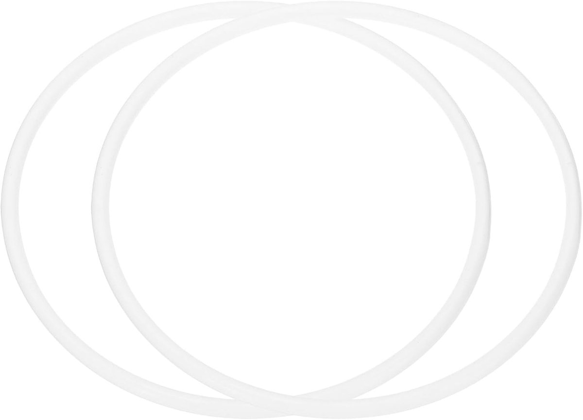 20,3 cm dromenvanger ringen, 2 stuks plastic macramé krans, bloem ronde ring hoepel voor thuis, auto, doe-het-zelf, knutselen, bruiloft, muurdecoratie, wit