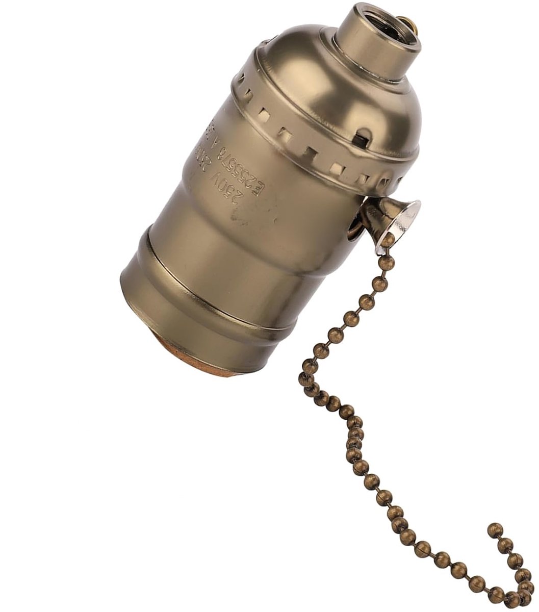 "Vintage E27 Aluminium Lichthouder met Trekketting voor Bureau Tafellamp voor Keuken Slaapkamer Bar" (Bronzen)