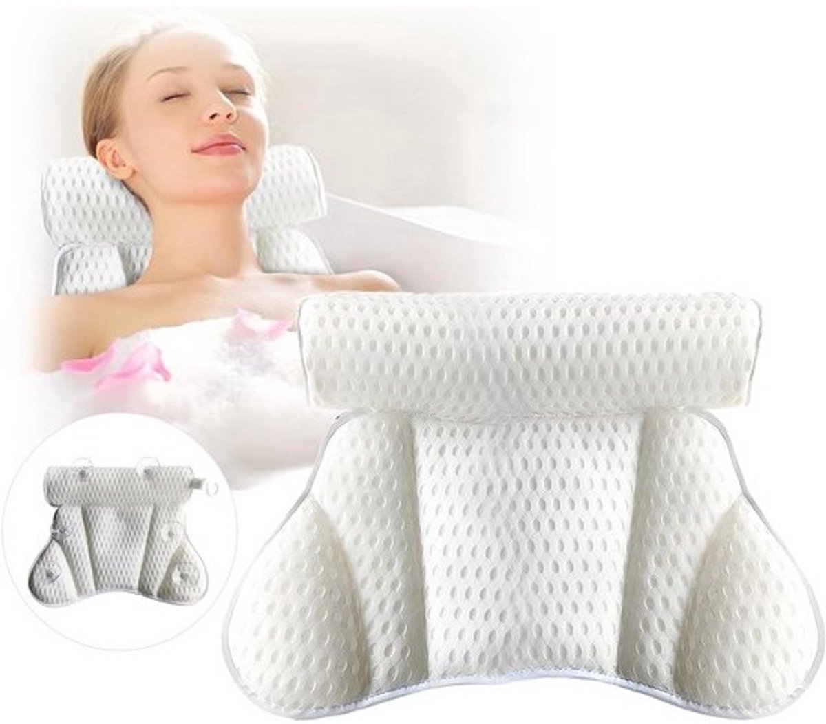 Ergonomisch badkussen - comfortabel en ondersteunend - 1 stuk - wit - 4D mesh