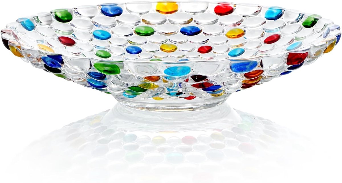 Glazen Schaal, Fruit Serveerschaal Ronde Schaal, 29,2 cm Diameter, Kleurrijke Salade Snoep Decoratieve Schaal