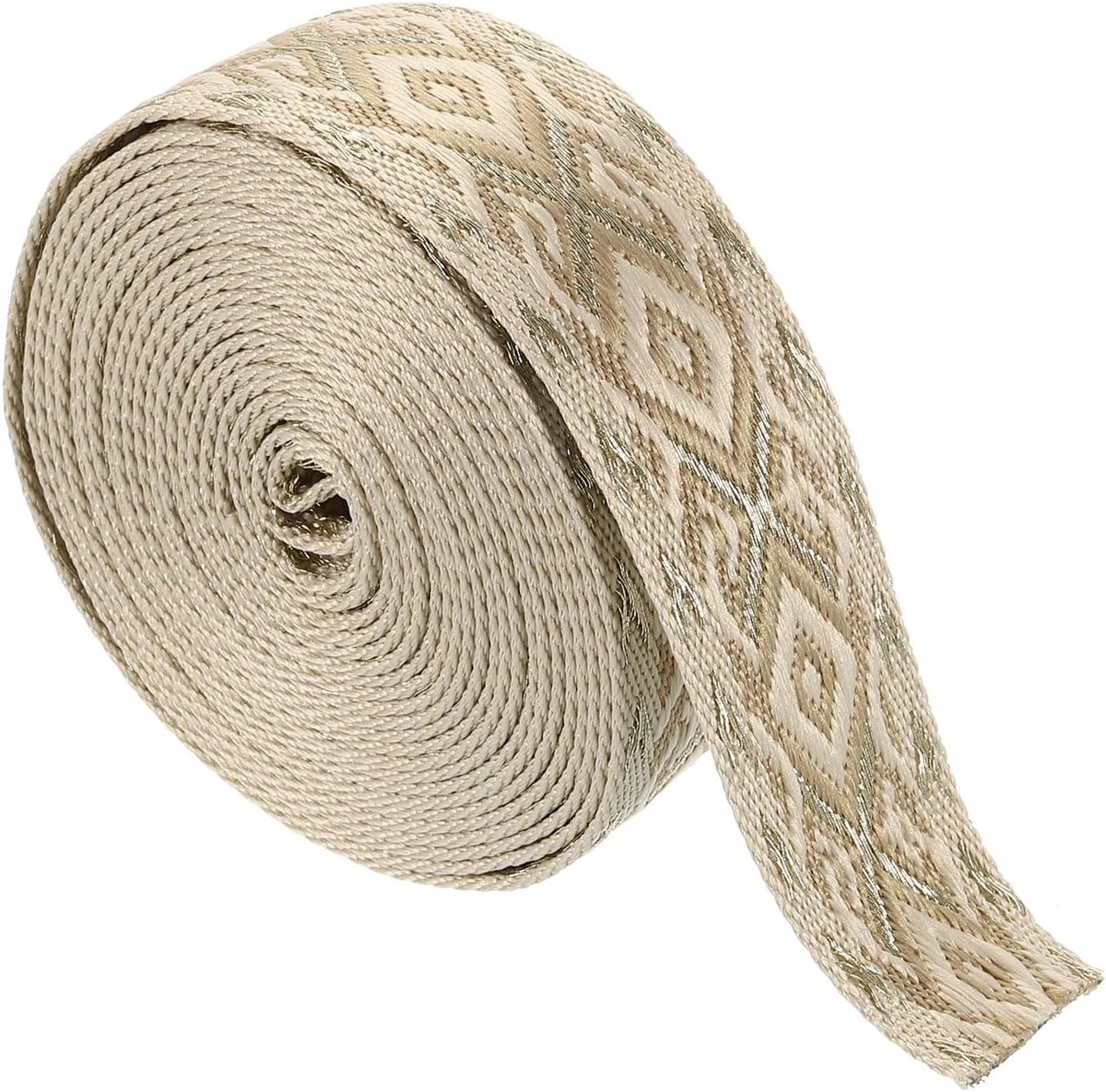 5 yards katoenen riem, 38 mm jacquard riem borduurwerk-polyester riemen portemonnee riem voor portemonnee tas ambachtelijke kleding, kaki-goud