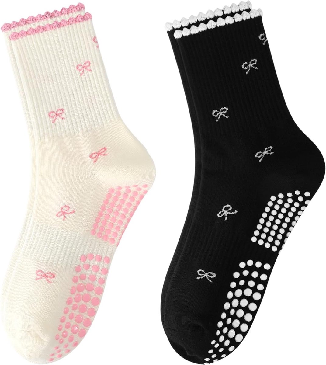 Sokken voor dames, mooie antislip sokken met hartpatroon, ideaal voor fitness, balletstang, dansen