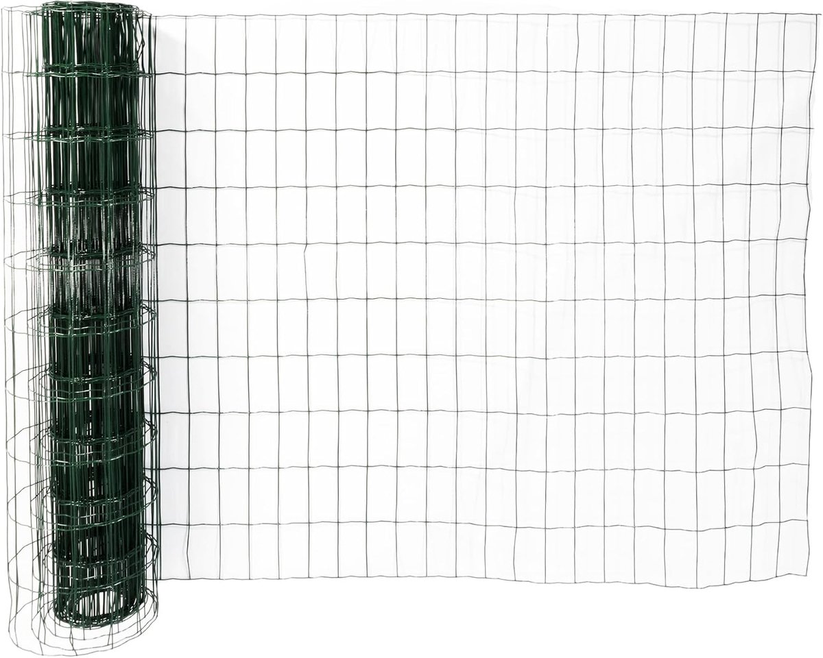 Tuinhek, draadhek, 100 cm hoog, gaas met 50 x 100 mm maasgrootte, gelast gaas, pvc-gecoat, rol met 25 meter, omheining