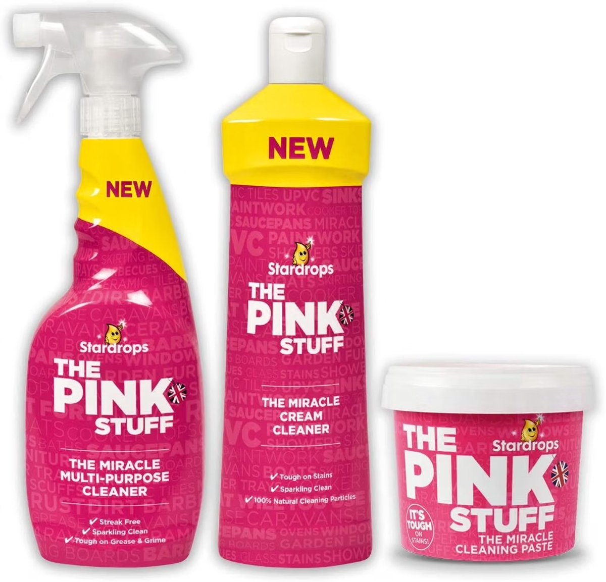 The Pink Stuff Miracle Cleaning Kit – 3-Delige Schoonmaakset – Complete Cleaning Kit voor Keuken, Badkamer & Huishouden – Mrs Hinch Approved
