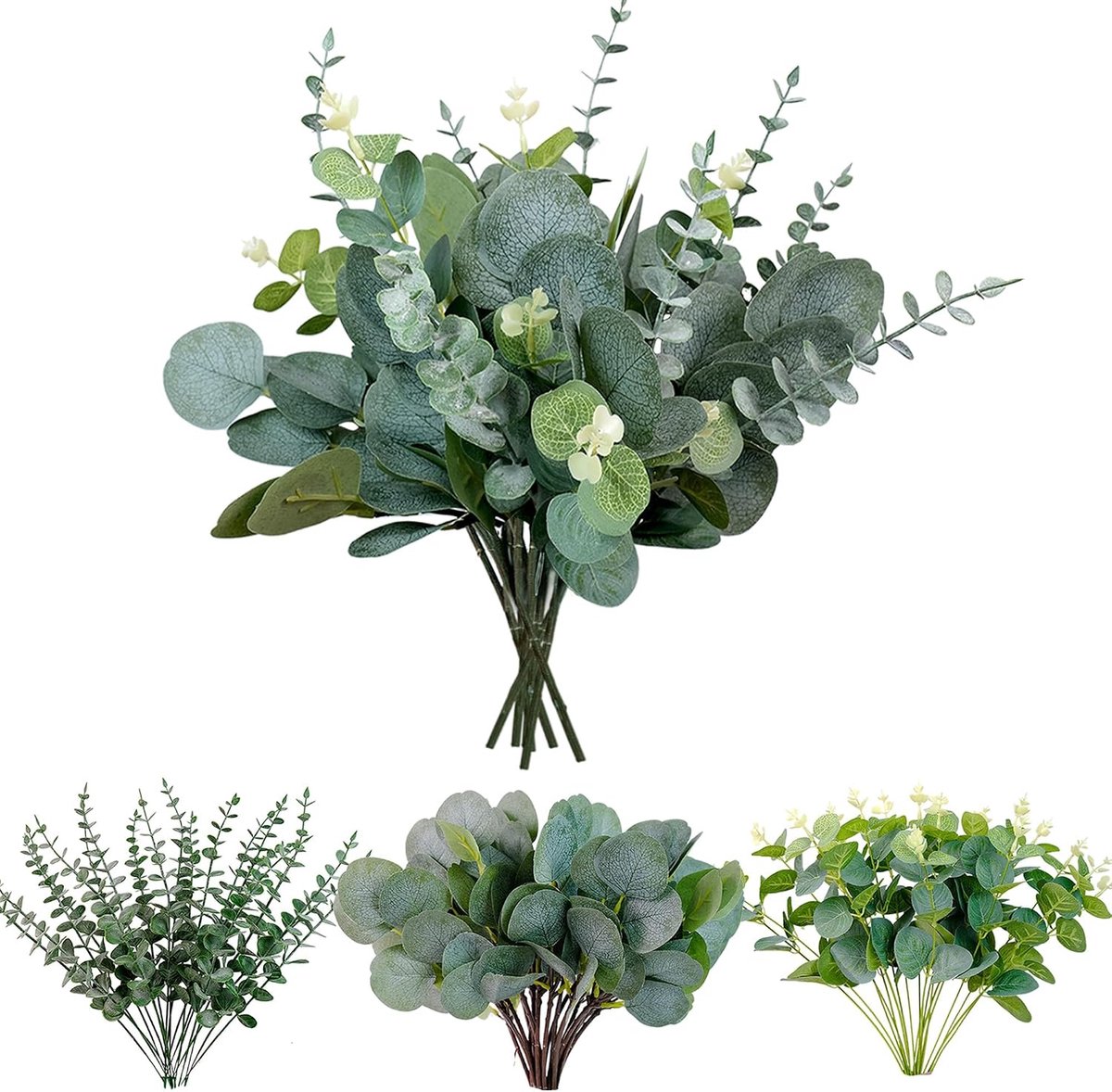 30 stuks kunstmatige eucalyptus decoratieve planten, eucalyptusplant, eucalyptus gedroogd, droogbloemen decoratie, decoratieve planten voor bruiloftsfeesten, feesten, thuis, tafeldecoratie