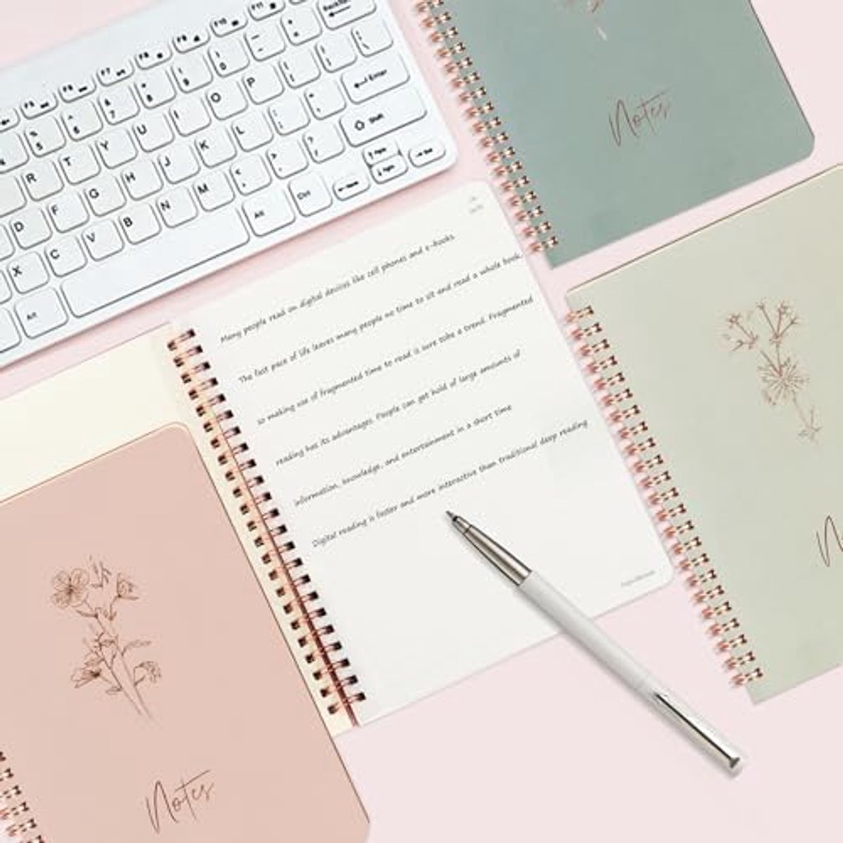 3 stuks esthetische spiraalnotitieblokken, A5 harde kaft college gelinieerde notitieboeken voor school en werk, leuk journaling-notitieboek met grote zak en gelinieerde pagina's