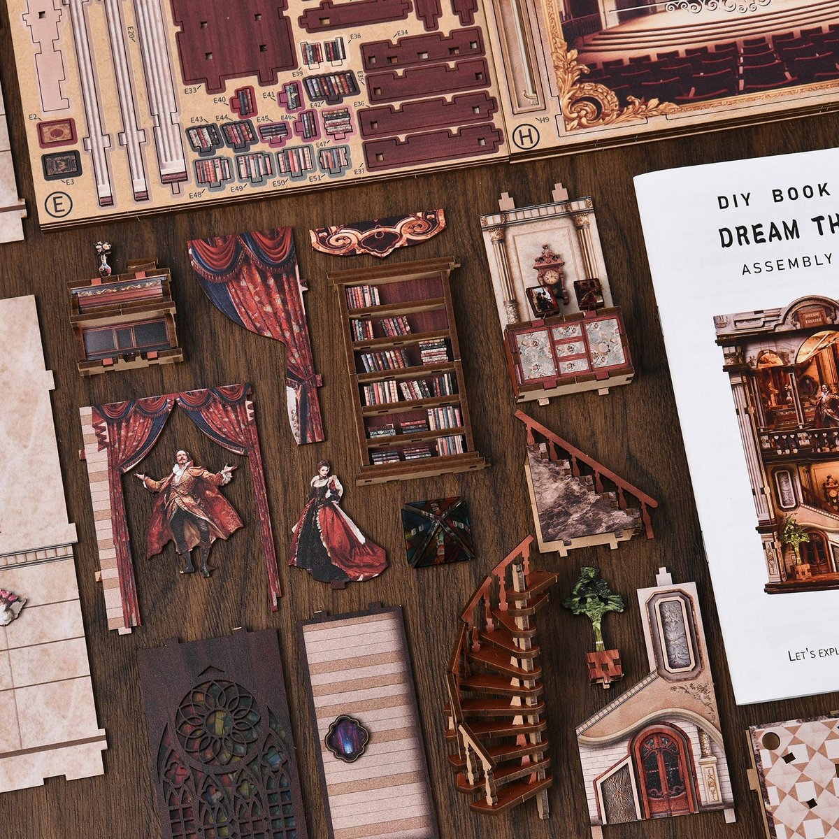 Booknook Dream Opera House - 3D Puzzel met Handleiding - DIY - Miniatuur Modelbouw Hout Kinderen en Volwassenen - Houten bouwpakket - Assemblr