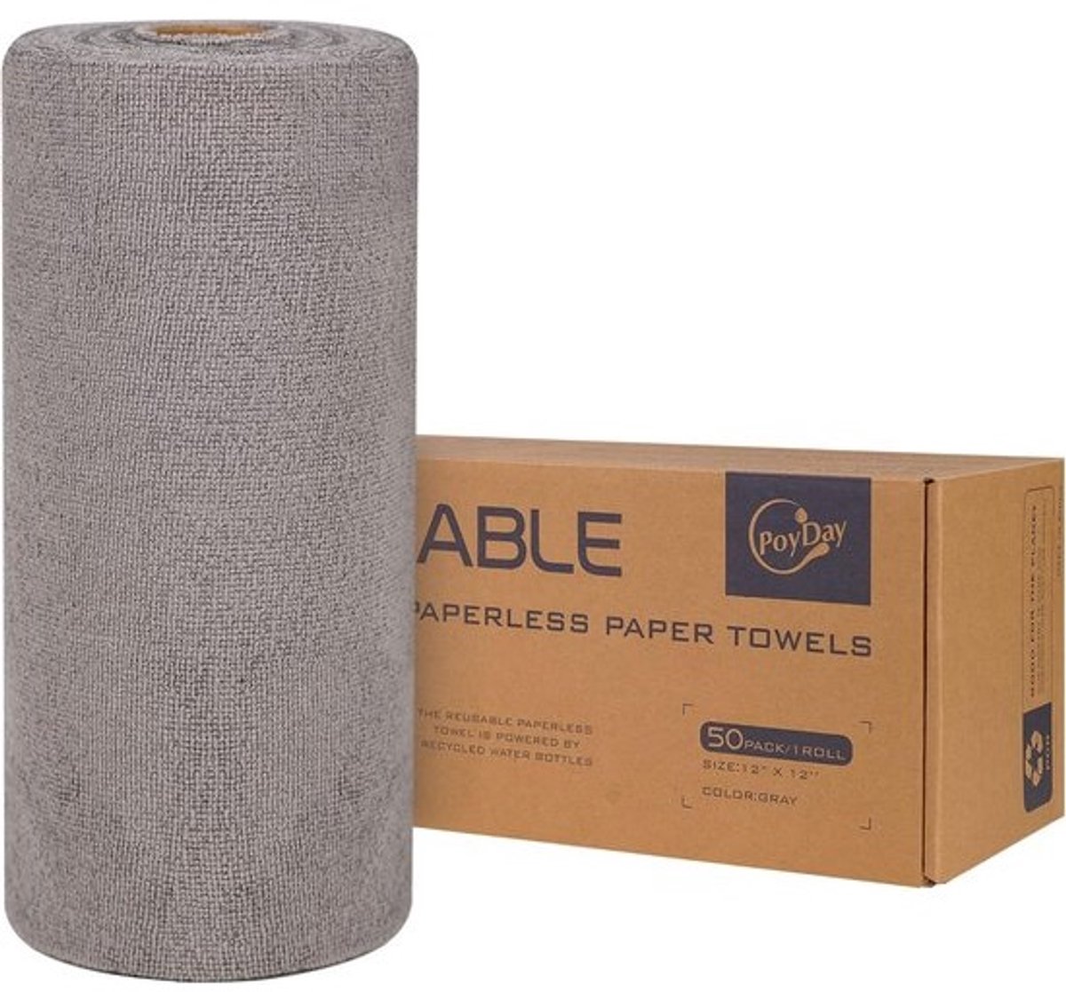 Herbruikbare papieren handdoeken rol - 50 absorberende, wasbare en duurzame doeken (30x30 cm) voor zero waste keuken