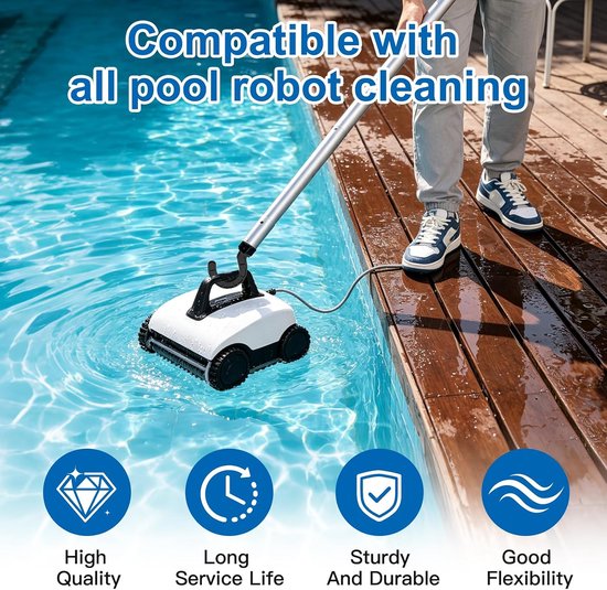 Haak voor zwembadrobot met telescoopstang, 185 cm, zwembadhaken voor stangen, zwembadreinigingsaccessoires, haken, accessoires voor zwembadrobotstofzuiger, generieke haak voor zwembadreiniger — afbeelding 3