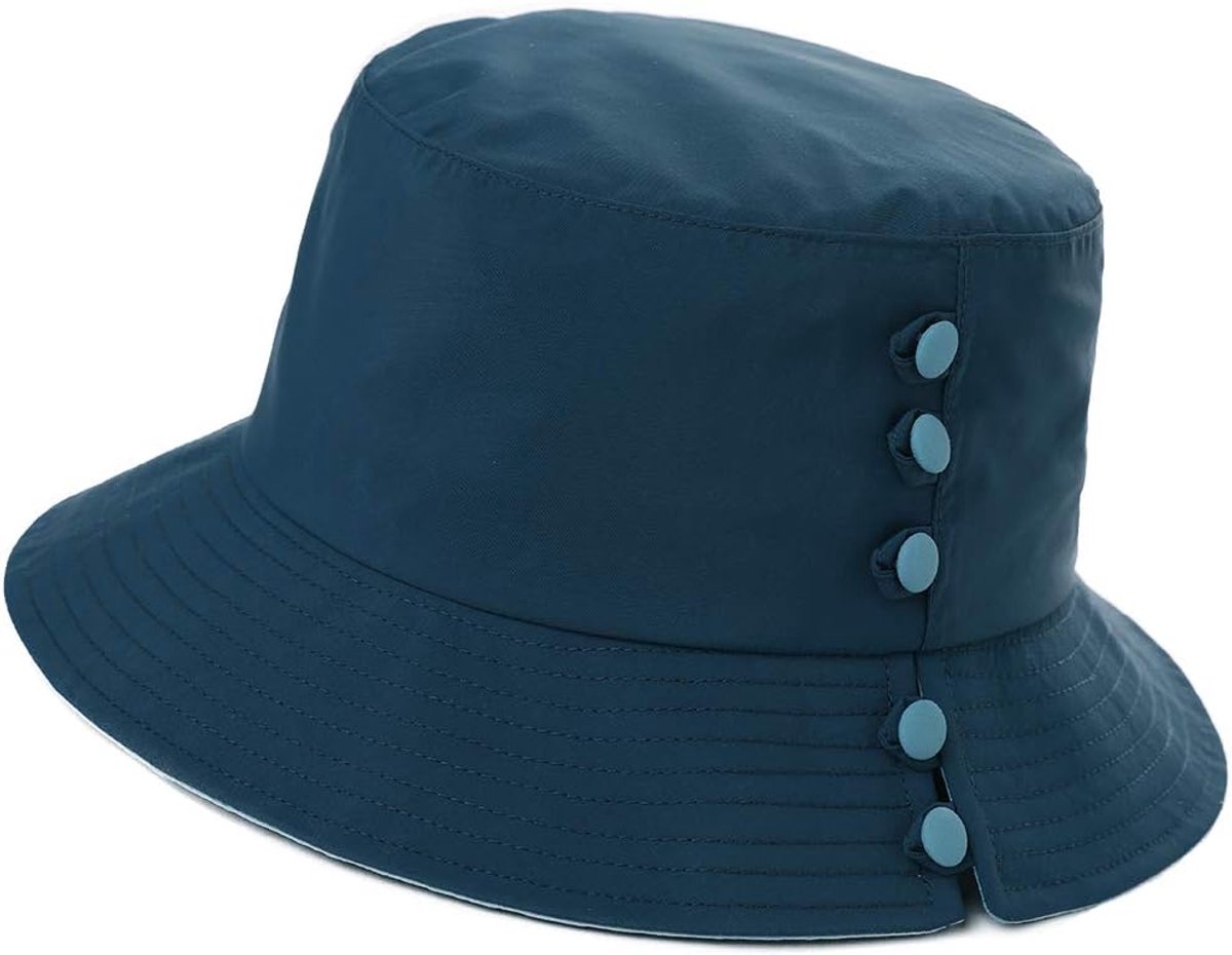 Opvouwbare regenhoed voor dames, zonnehoed, waterdichte muts met kinband, UPF50+