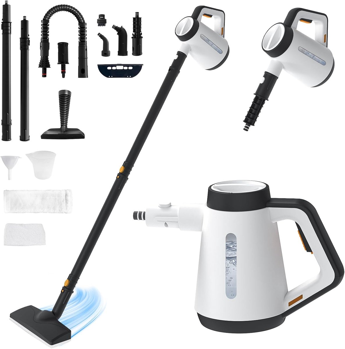 Stoomreiniger, 1200 W handstoomreiniger, 10 seconden snelle opwarming, stoomwisser, met 14 accessoires en 400 ml watertank, multifunctionele stoomreiniger voor thuisgebruik, reiniging van vloeren