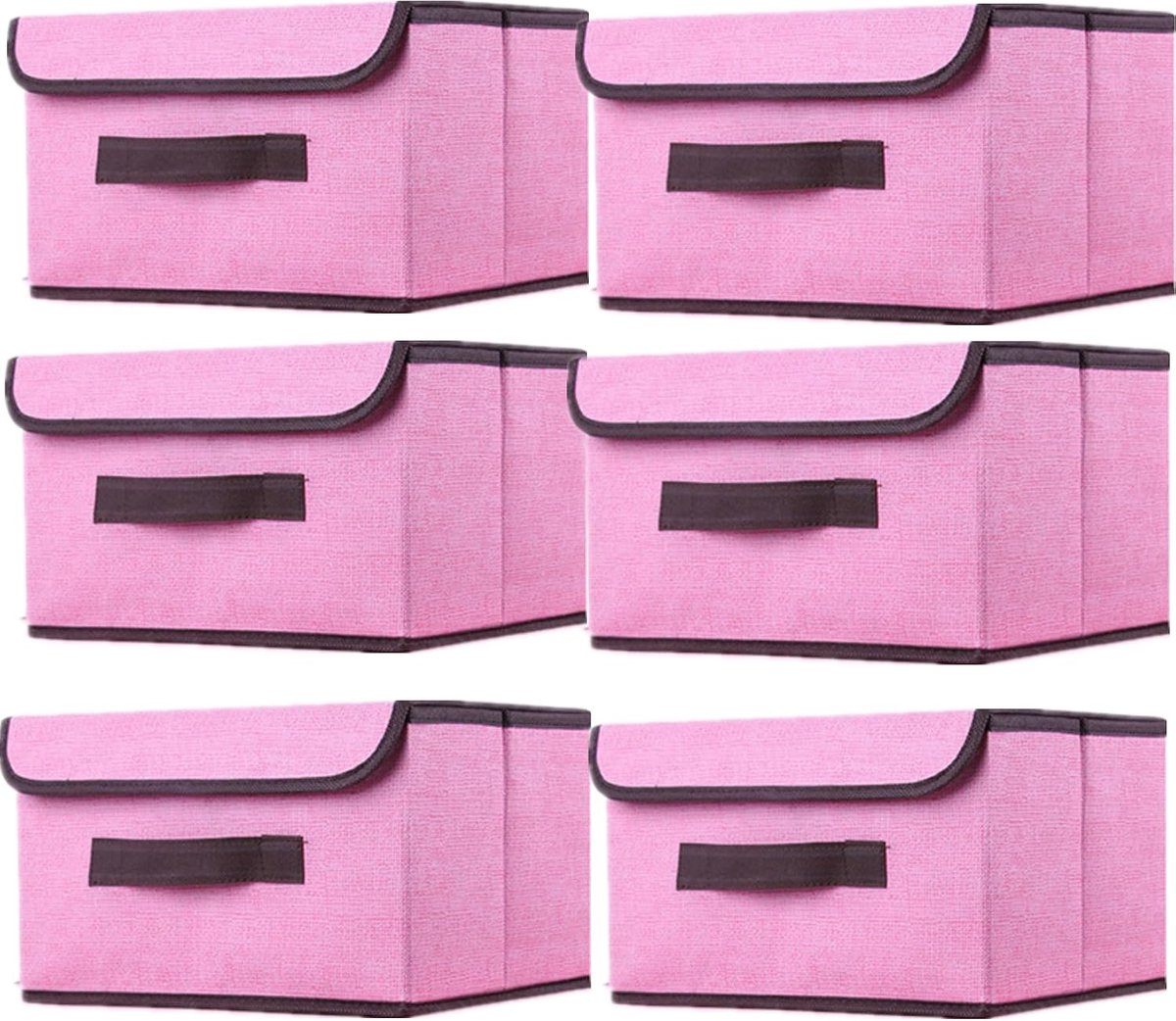 6 stuks opvouwbare opbergdozen van stof met deksel, 26 × 19 × 16 cm, opbergdozen van stof met deksel, kledingkastorganizer voor kleding, ruimteorganisatie
