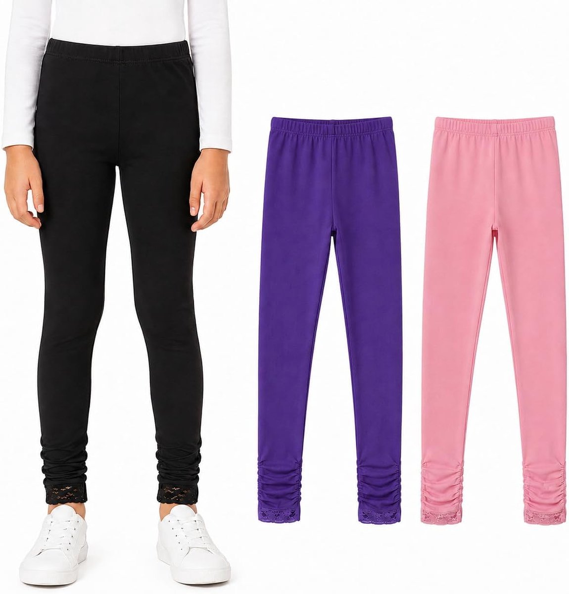 Leggings: Kinderen Katoen Zacht Stretch Dans Tights 3Pcs Set