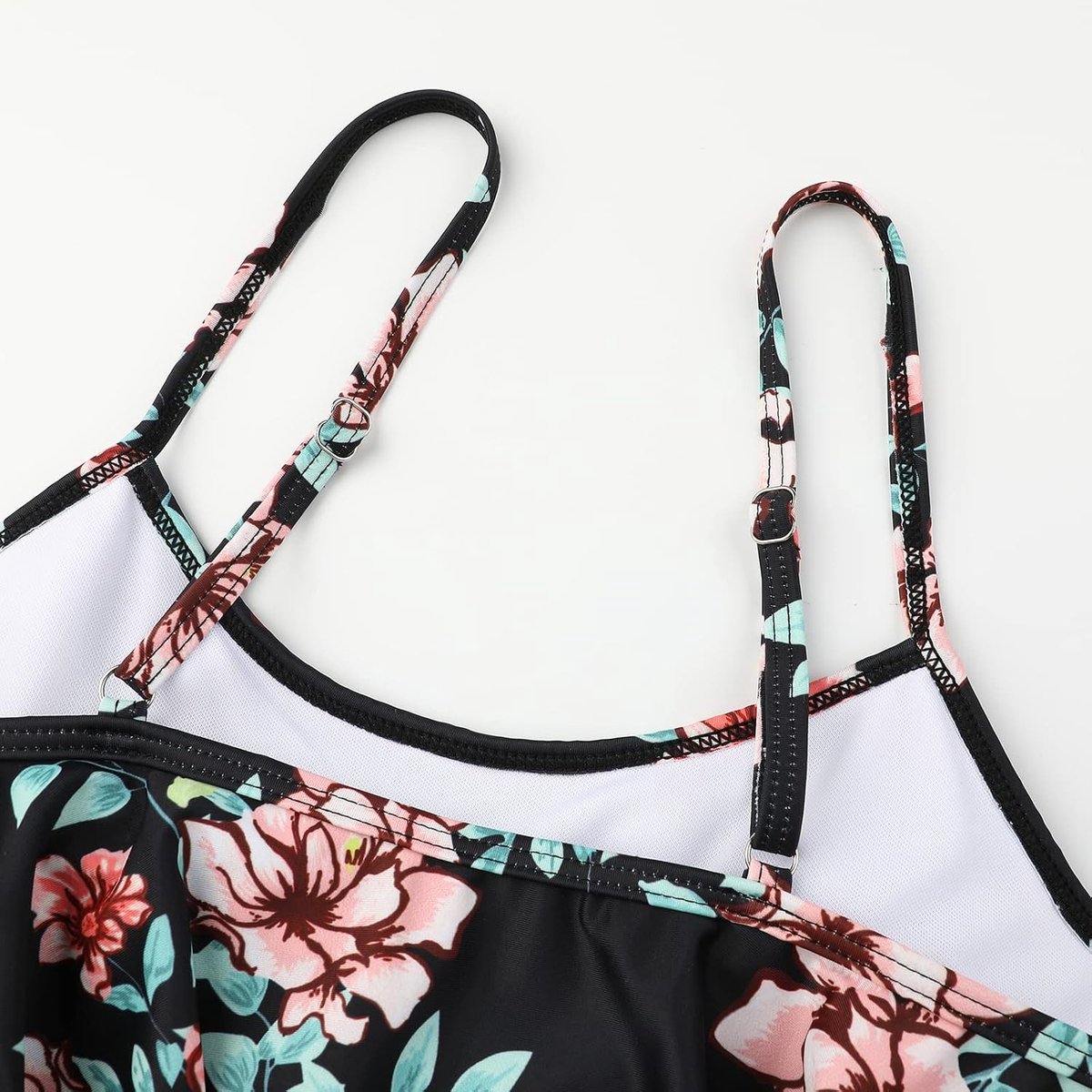 Badpak voor dames, ruches, tweedelige bikini met hoge taille, badmode, volant, bedrukt badpak