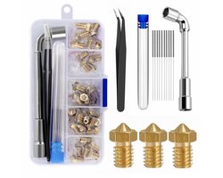 3D-printer spuitmonden, 26 stuks (0,4 mm, 0,2 mm, 0,6 mm), messing hotend-sproeiers voor 1,75 mm filament V5-V6, voor Anycubic I3 Mega, Prusa I3 MK3/MK3S, Chiron, Anet A8, CTC