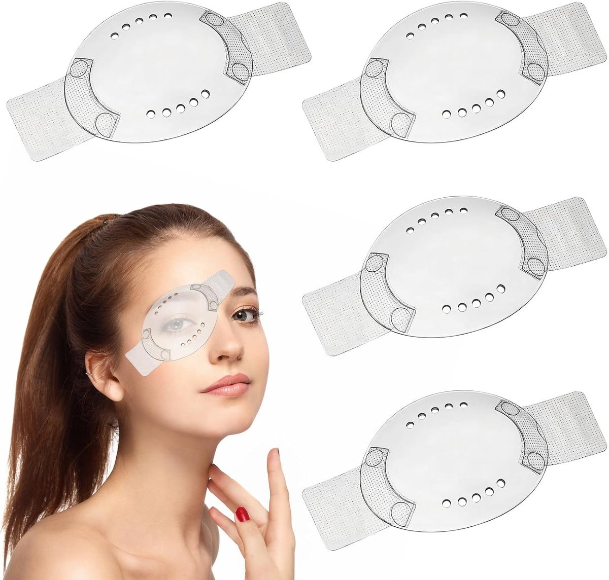 Set van 4 transparante oogbeschermers na cataractoperatie, ademend plastic met kleine gaten en kleefband, ideaal voor LASIK herstel