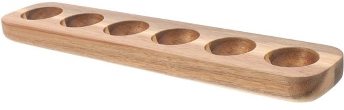 Houten Eierhouder - Eierrekje Keuken - Eieren Bewaren - Met Compartimenten - 32 cm Lengte - Natuurlijk Hout
