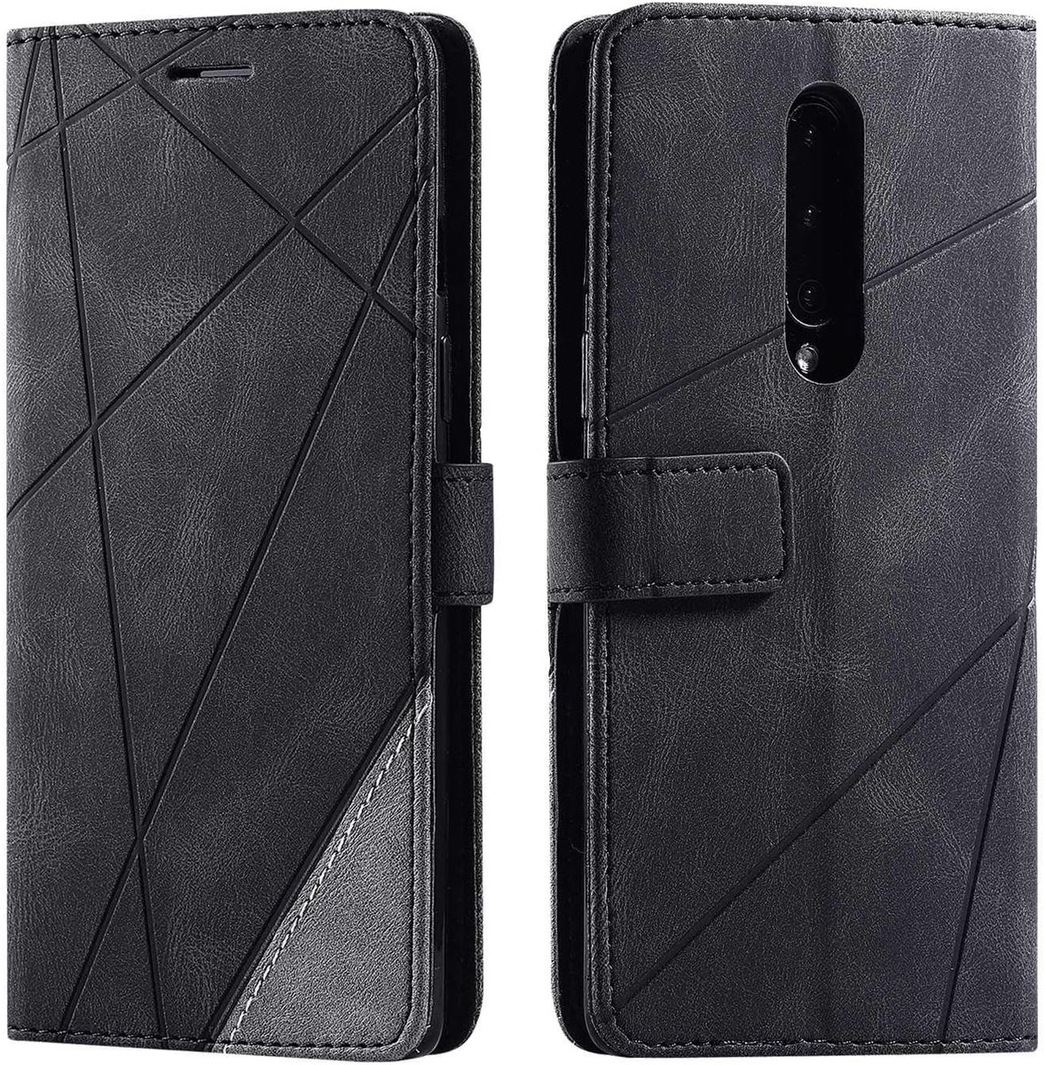 Hoesje voor OnePlus 8, PU Lederen Beschermhoesje Flip Beschermhoes Telefoonhoes Telefoonhoesje voor OnePlus 8, Zwart