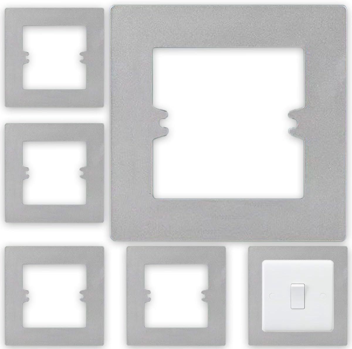 Lichtschakelaar Vingerplaat Vinger Plaat Surround voor Lichtschakelaar Voorplaat & Elektrische Plug Socket Grijs 6-Pack Vingerplaat Panel Wandbeschermer Elektrische Plug Socket