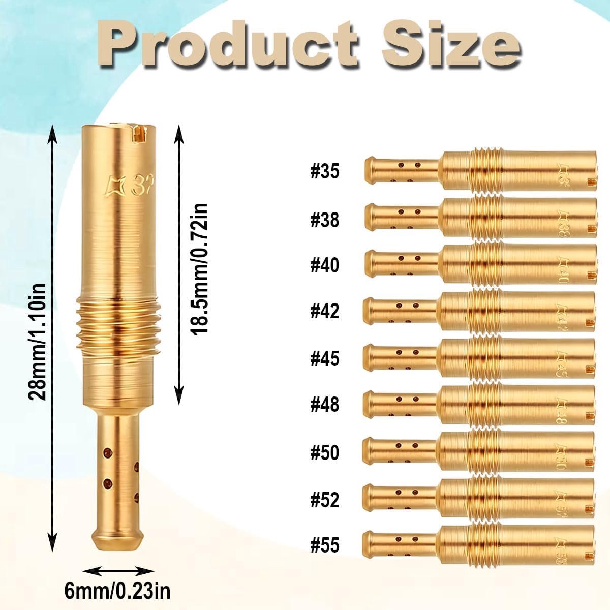 Set van 20 hoofd-carburateurs voor PWK Keihin OKO CVK KOSO PE PWM 10 Hauptchicles, 100, 105, 108, 110, 115, 120, 125, 130, 135, 140, 10 pilotenknoppen 32, 35, 38, 4. 0 42 45 cm. 8 stuks