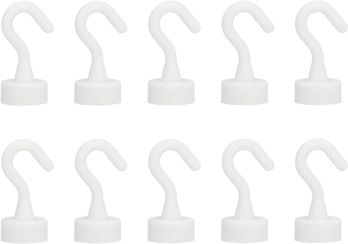 10 stuks witte magneethaken kunststof, ABS magneethaken met 5 kg draagkracht, magnetische haken voor keuken kantoor