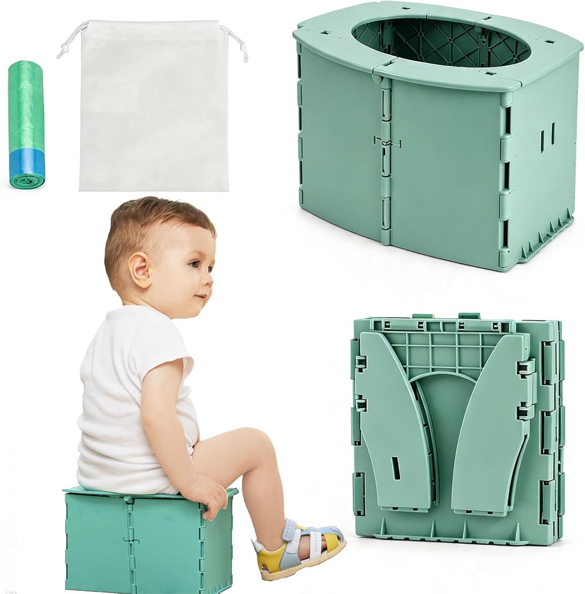 Potje voor onderweg, reispotje, opvouwbaar, mobiel toilet voor reizen, camping, outdoor, binnen en buiten