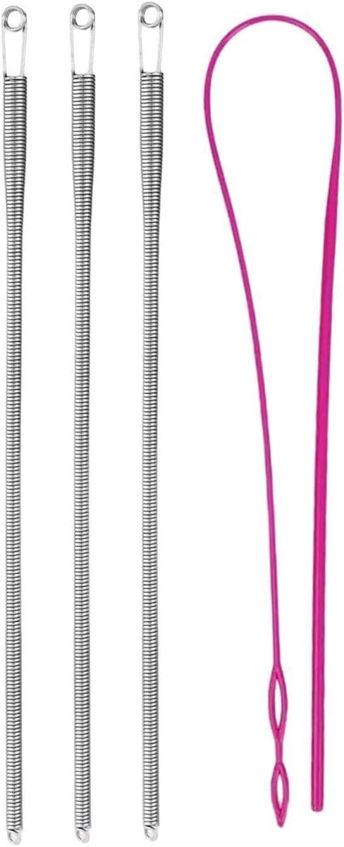 3 Stks Roestvrij Staal Spring Rope Threader, 1 Stks Plastic Drawstring Threading Tool, Kan Naar Believen Worden Gebogen, Gemakkelijk Te Vervangen, Geschikt Voor Casual Broeken, Hoodies.
