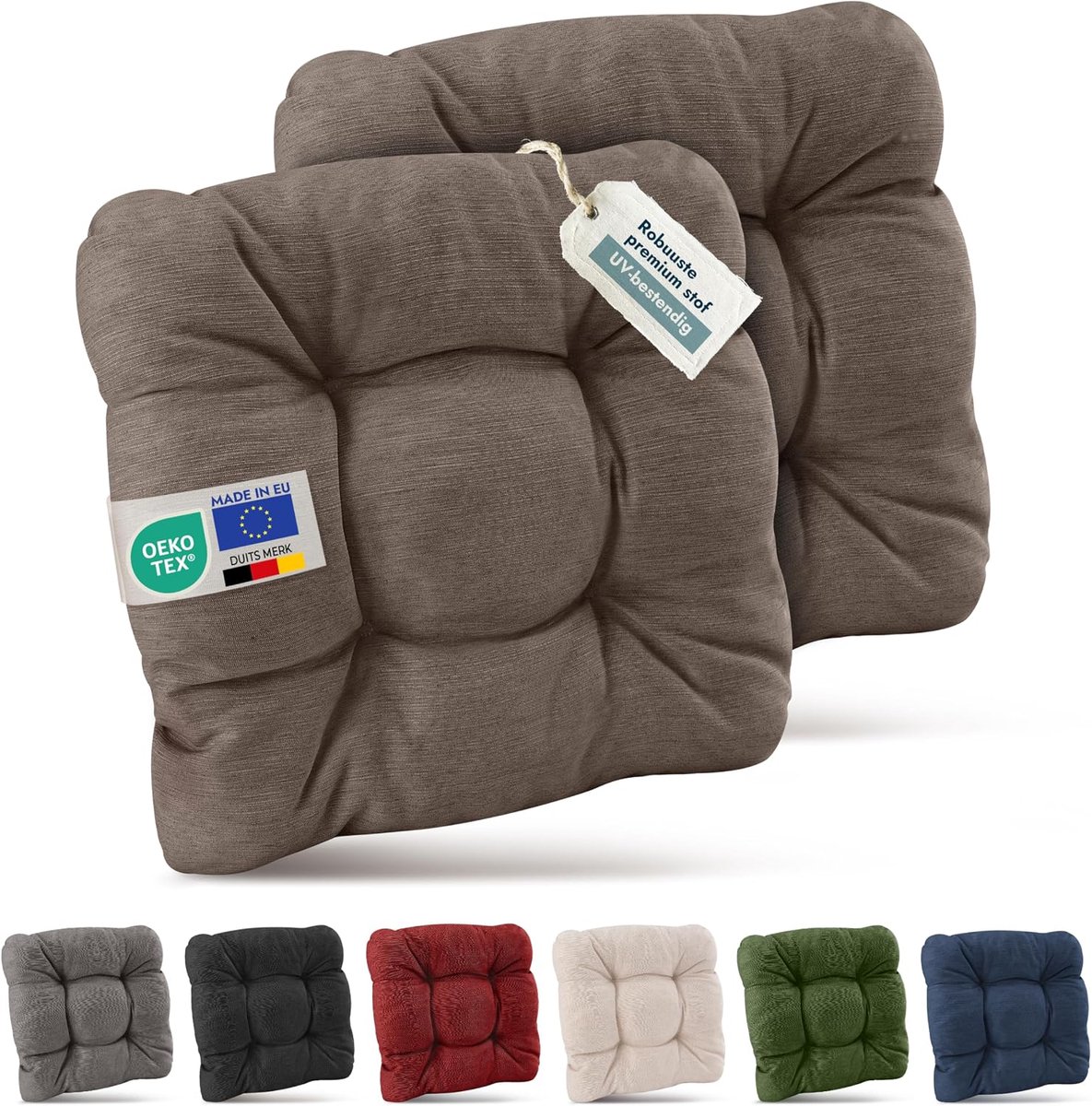 Set van 2 Premium Stoelkussen UV-bestendig Robuuste Zitkussen